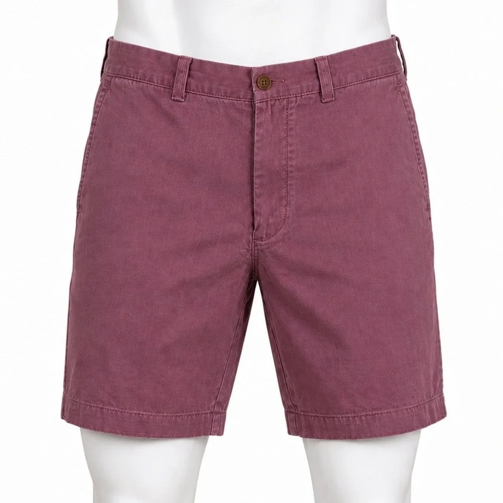 Vintage J.Crew Men's 36 Burgundy Plum Cotton Chino‎ Shorts Dadcore Golf Summer
